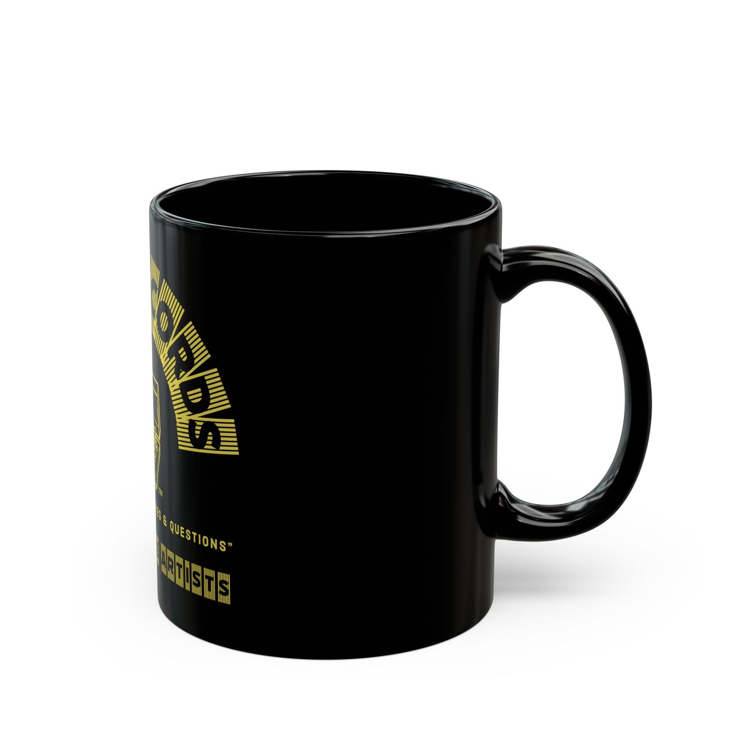 RCSQ Records™ Mug – “Rhythm & Chords, Stories & Questions” (11 oz., Black)