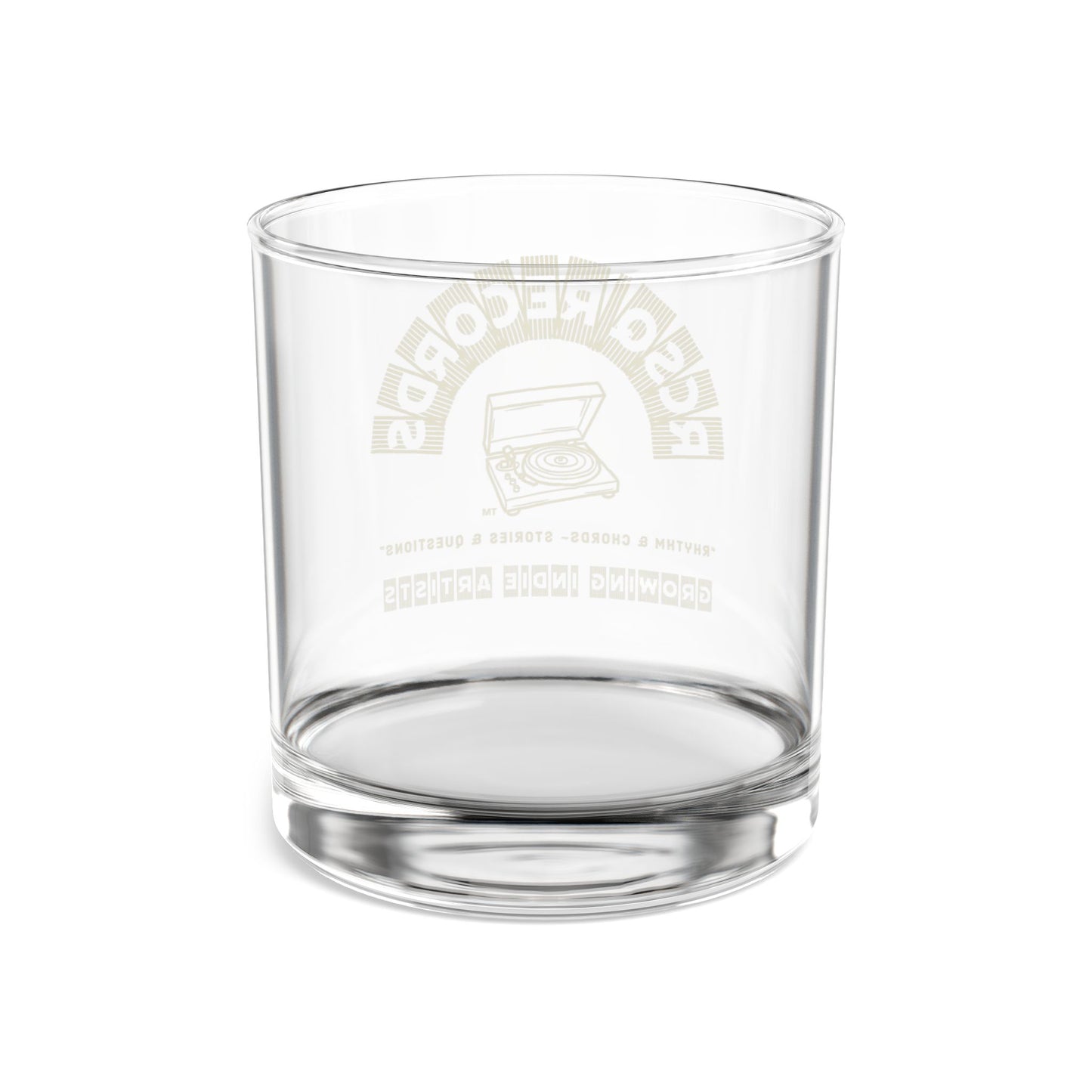 RCSQ Records™ 10 oz. Rocks Glass – “Rhythm & Chords, Stories & Questions”