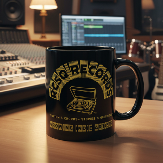 The "Rhythm & Chords- Stories & Questions" Coffee Mug